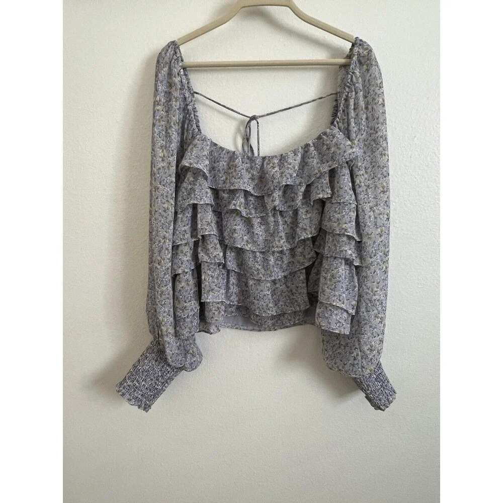 ASTR The Label Size L Purple Floral Crop Boho Summer Too